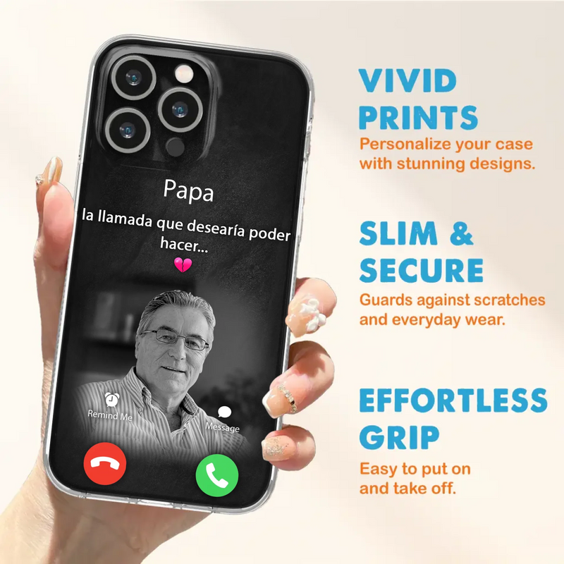 Funda personalizada para teléfono conmemorativo de papa - Cargar foto - Idea de regalo conmemorativo para mamá/papá - La llamada que desearía poder hacer - Funda para iPhone/ Samsung
