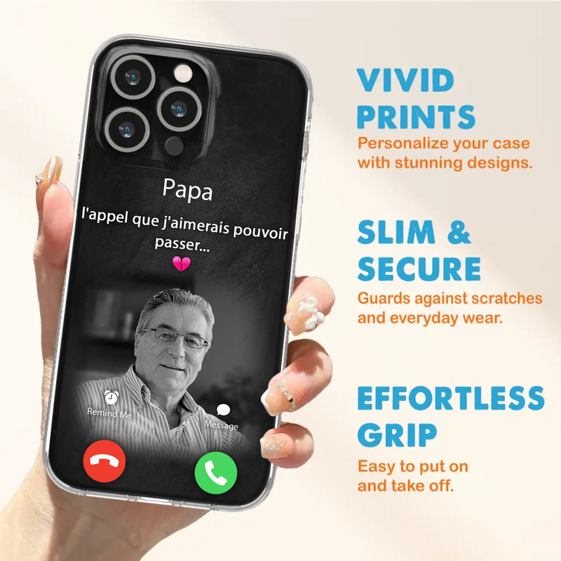 Coque de téléphone personnalisée pour papa commémoratif - Télécharger une photo - L'appel que j'aimerais pouvoir passer- Coque de téléphone pour iPhone/ Samsung