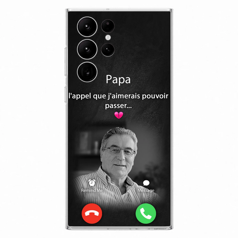 Coque de téléphone personnalisée pour papa commémoratif - Télécharger une photo - L'appel que j'aimerais pouvoir passer- Coque de téléphone pour iPhone/ Samsung