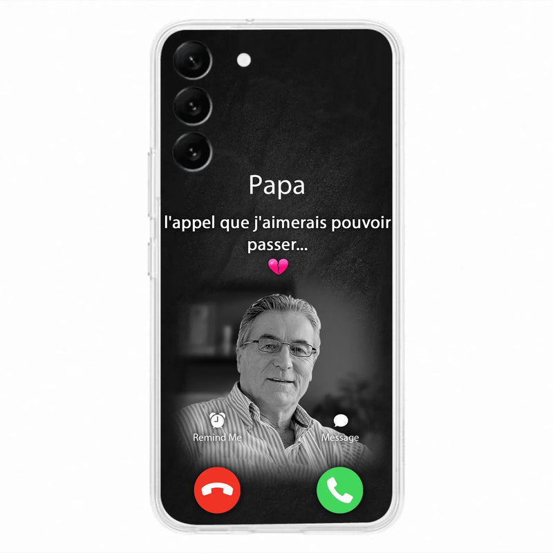 Coque de téléphone personnalisée pour papa commémoratif - Télécharger une photo - L'appel que j'aimerais pouvoir passer- Coque de téléphone pour iPhone/ Samsung