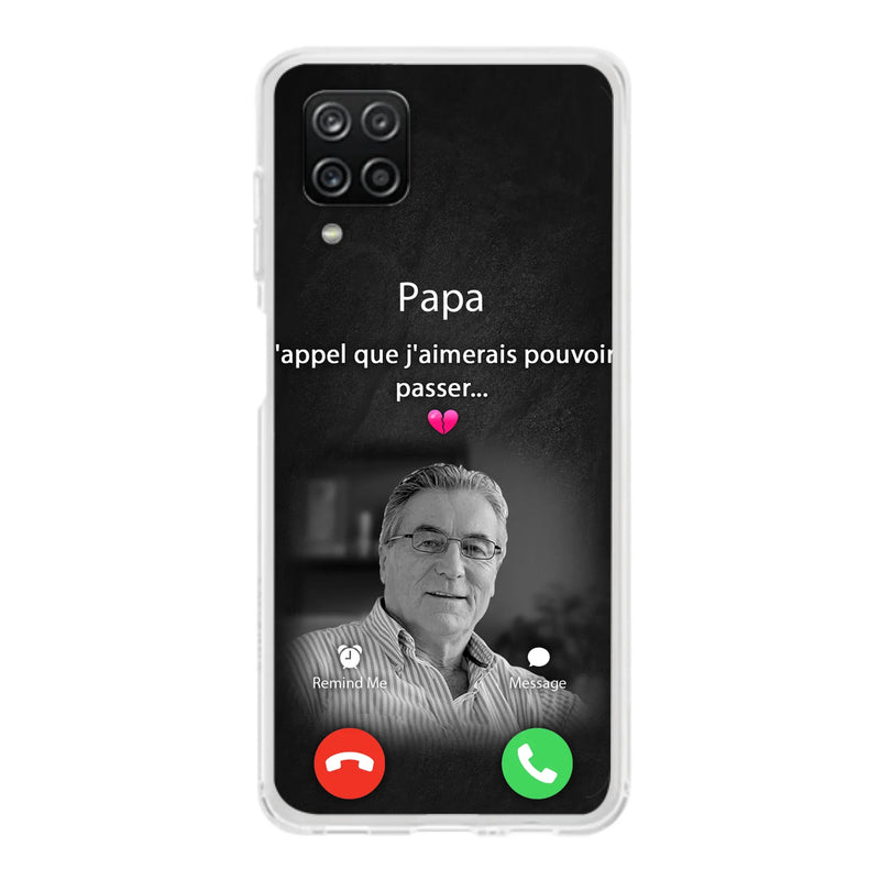 Coque de téléphone personnalisée pour papa commémoratif - Télécharger une photo - L'appel que j'aimerais pouvoir passer- Coque de téléphone pour iPhone/ Samsung