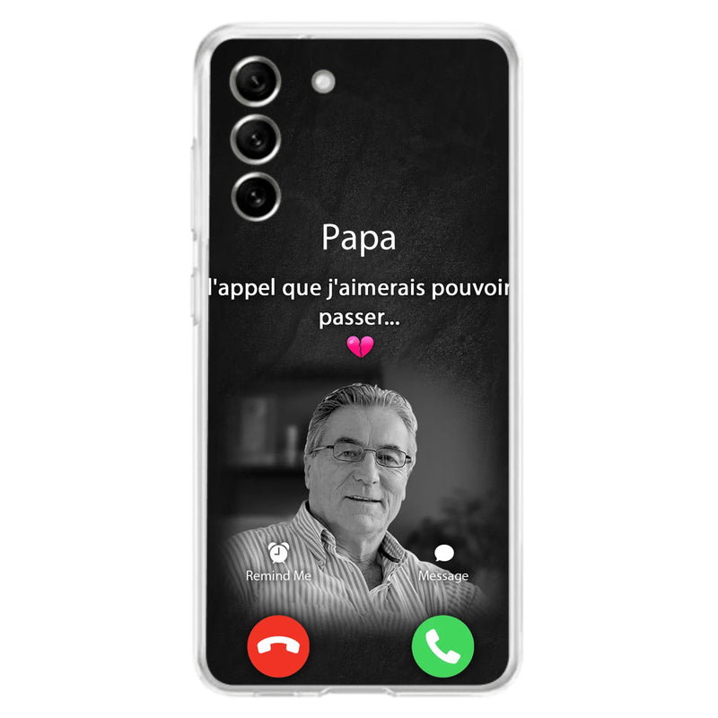 Coque de téléphone personnalisée pour papa commémoratif - Télécharger une photo - L'appel que j'aimerais pouvoir passer- Coque de téléphone pour iPhone/ Samsung