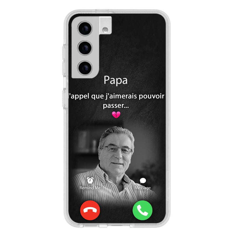 Coque de téléphone personnalisée pour papa commémoratif - Télécharger une photo - L'appel que j'aimerais pouvoir passer- Coque de téléphone pour iPhone/ Samsung