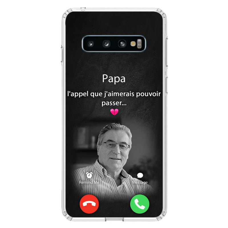 Coque de téléphone personnalisée pour papa commémoratif - Télécharger une photo - L'appel que j'aimerais pouvoir passer- Coque de téléphone pour iPhone/ Samsung