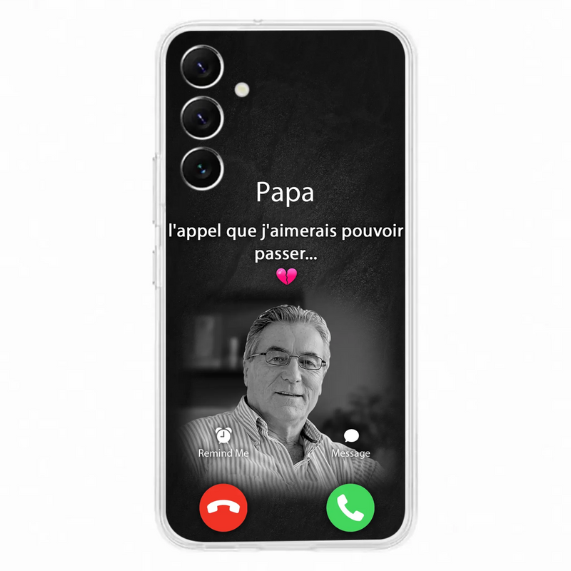 Coque de téléphone personnalisée pour papa commémoratif - Télécharger une photo - L'appel que j'aimerais pouvoir passer- Coque de téléphone pour iPhone/ Samsung