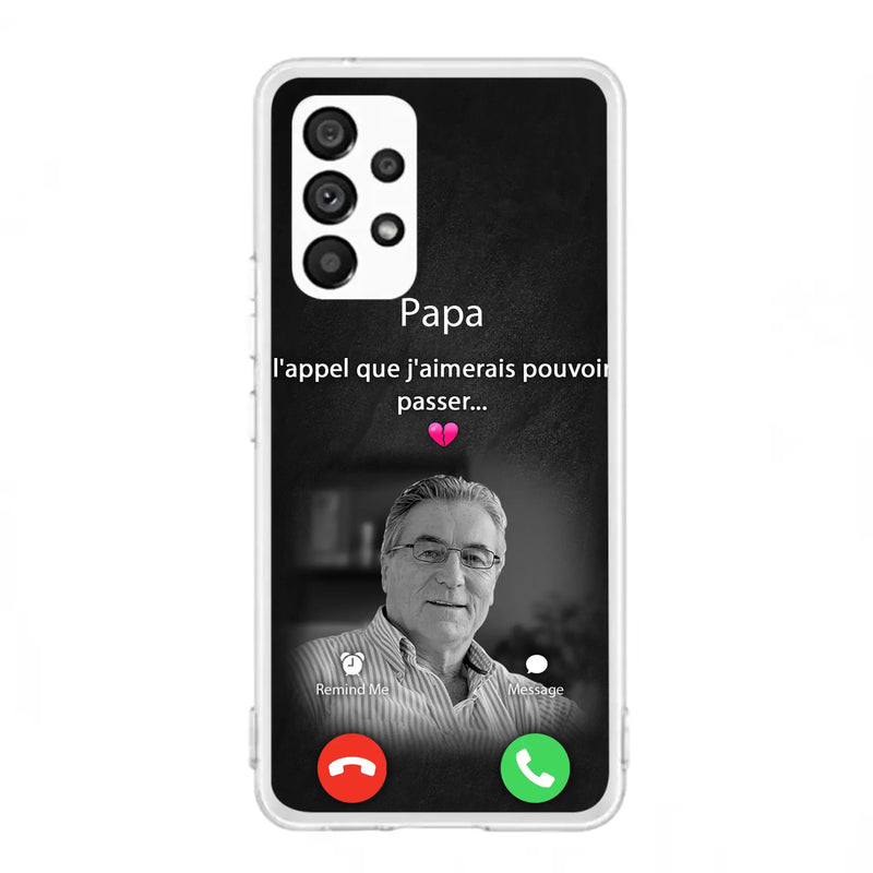 Coque de téléphone personnalisée pour papa commémoratif - Télécharger une photo - L'appel que j'aimerais pouvoir passer- Coque de téléphone pour iPhone/ Samsung