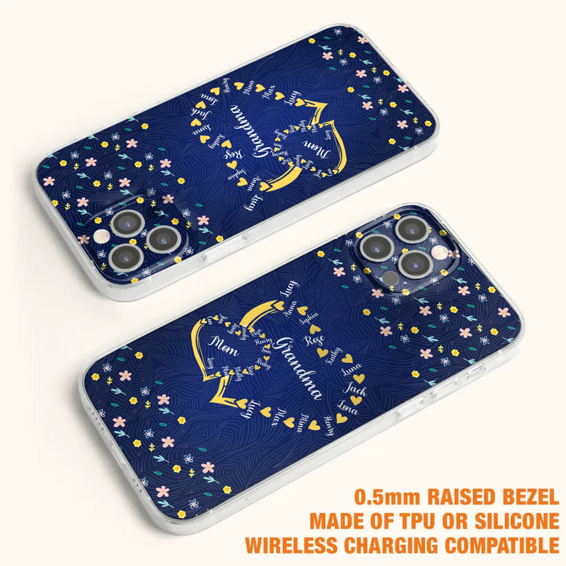 Custom Personalized Grandma Mom Phone Case - Gift Idea For Mother's Day - Upto 12 Kids - Case For iPhone And Samsung