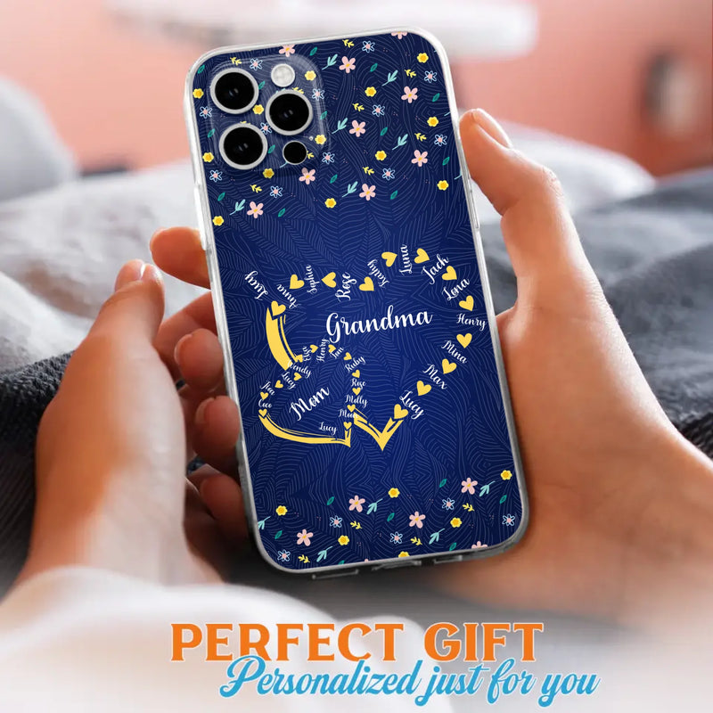 Custom Personalized Grandma Mom Phone Case - Gift Idea For Mother's Day - Upto 12 Kids - Case For iPhone And Samsung