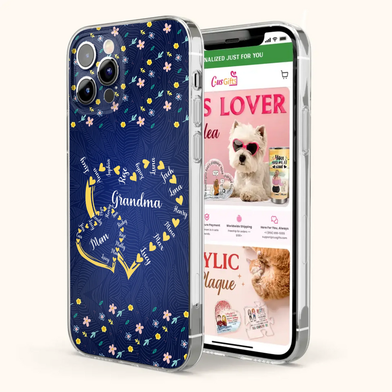 Custom Personalized Grandma Mom Phone Case - Gift Idea For Mother's Day - Upto 12 Kids - Case For iPhone And Samsung