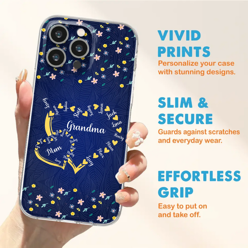Custom Personalized Grandma Mom Phone Case - Gift Idea For Mother's Day - Upto 12 Kids - Case For iPhone And Samsung