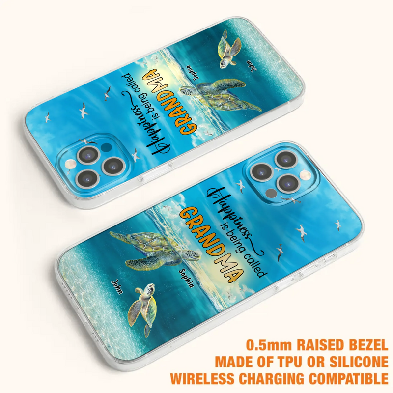 Custom Personalized Grandma Mom Turtle Phone Case - Gift Idea For Grandma - Up to 10 Kids - Happiness Is Being Called Grandma - Case For iPhone, Samsung