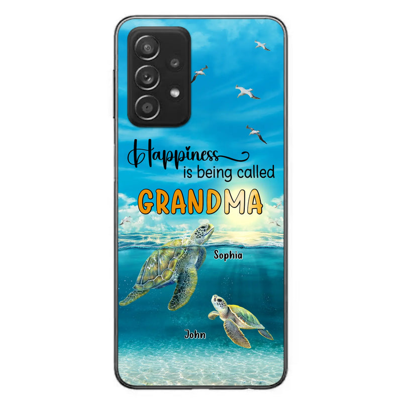 Custom Personalized Grandma Mom Turtle Phone Case - Gift Idea For Grandma - Up to 10 Kids - Happiness Is Being Called Grandma - Case For iPhone, Samsung