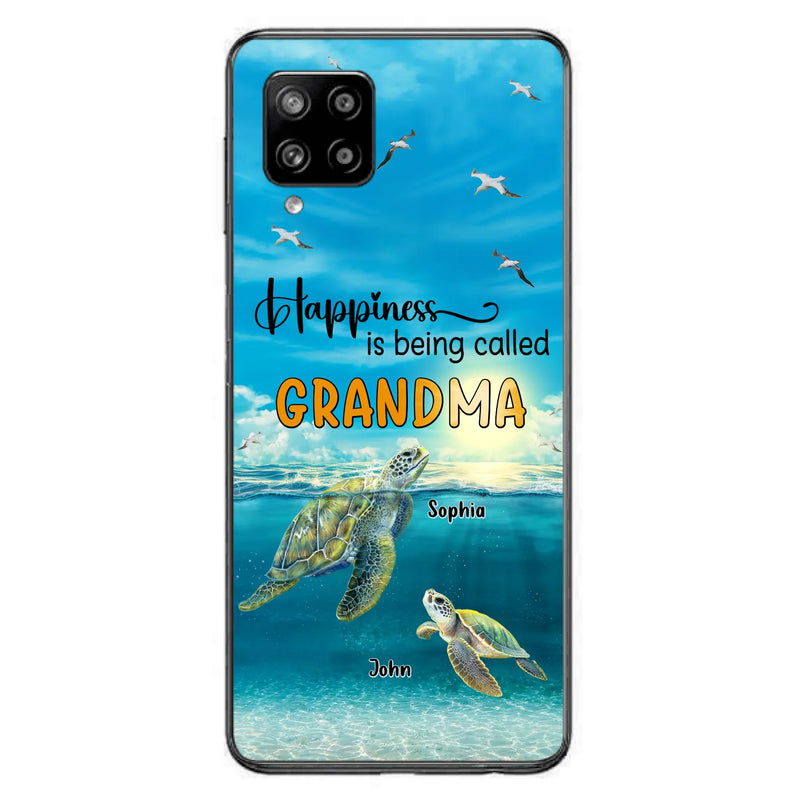 Custom Personalized Grandma Mom Turtle Phone Case - Gift Idea For Grandma - Up to 10 Kids - Happiness Is Being Called Grandma - Case For iPhone, Samsung