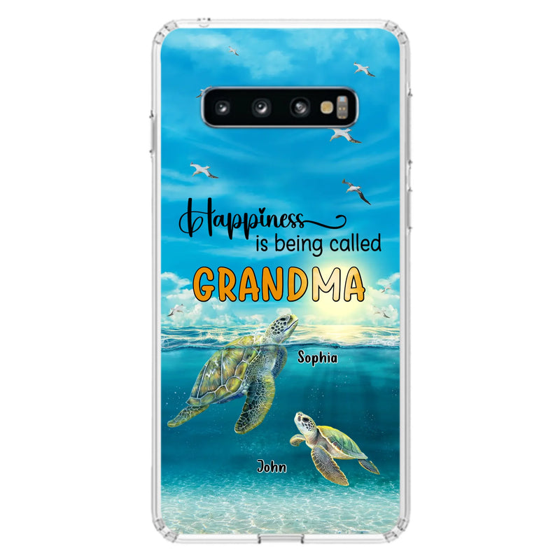 Custom Personalized Grandma Mom Turtle Phone Case - Gift Idea For Grandma - Up to 10 Kids - Happiness Is Being Called Grandma - Case For iPhone, Samsung