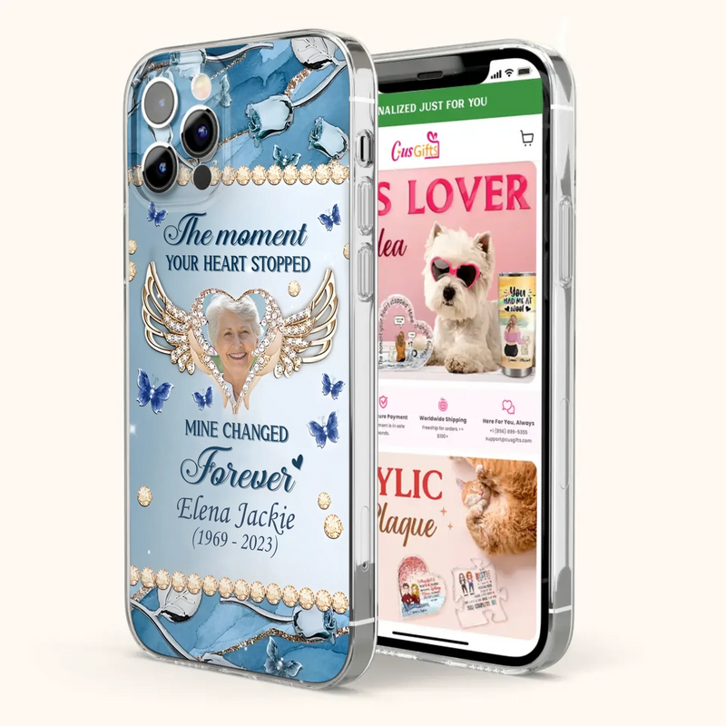 Personalized Memorial Phone Case - Memorial Gift Idea For Family - Case For iPhone/Samsung - The Moment Your Heart Stopped Mine Changed Forever