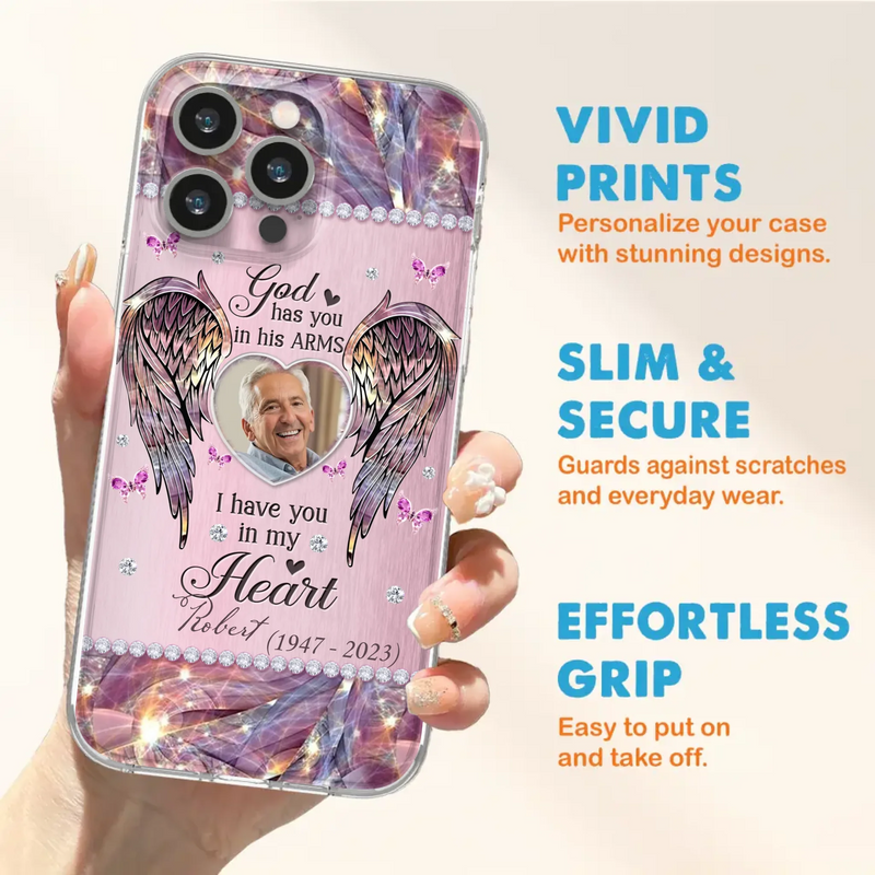 Custom Personalized Memorial Phone Case - Memorial Gift Idea For Family - Case For iPhone/Samsung - God Has You In His Arms