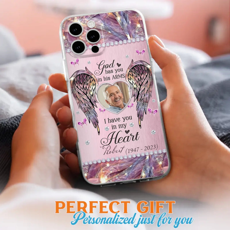 Custom Personalized Memorial Phone Case - Memorial Gift Idea For Family - Case For iPhone/Samsung - God Has You In His Arms
