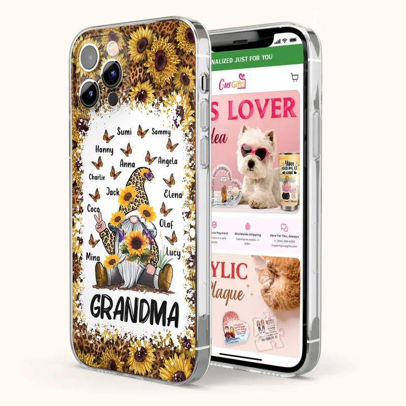 Personalized Sunflower Grandma Phone Case - Gift Idea For Grandma - Up to 12 Kids - Case For iPhone/Samsung