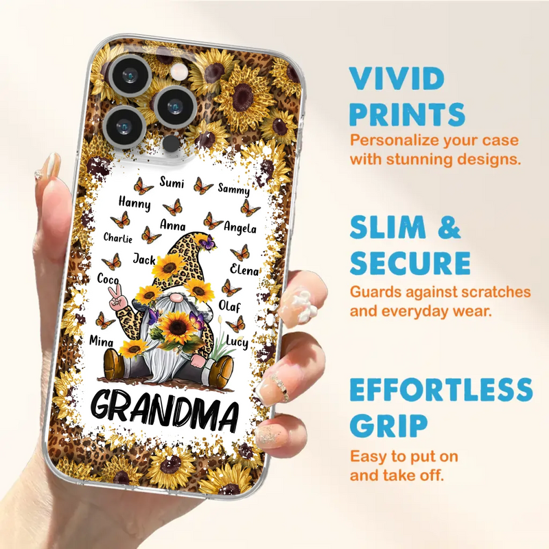 Personalized Sunflower Grandma Phone Case - Gift Idea For Grandma - Up to 12 Kids - Case For iPhone/Samsung
