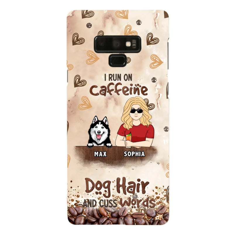 Personalized Pet Phone Case - Gift Idea For Dog/Cat/Horse Lovers - I Run On Caffeine Dog Hair And Cuss Words - Case For iPhone/Samsung