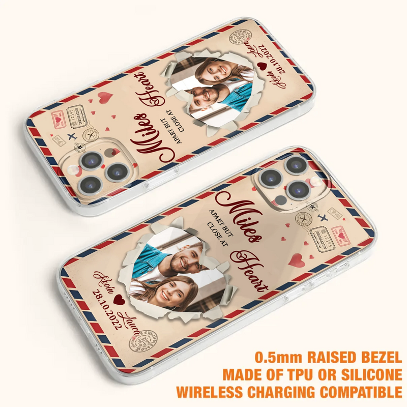 Custom Personalized Couple Phone Case - Gift Idea For Couple/ Valentines Day - Upload Photo - Miles Apart But Close At Heart - Case For iPhone/ Samsung