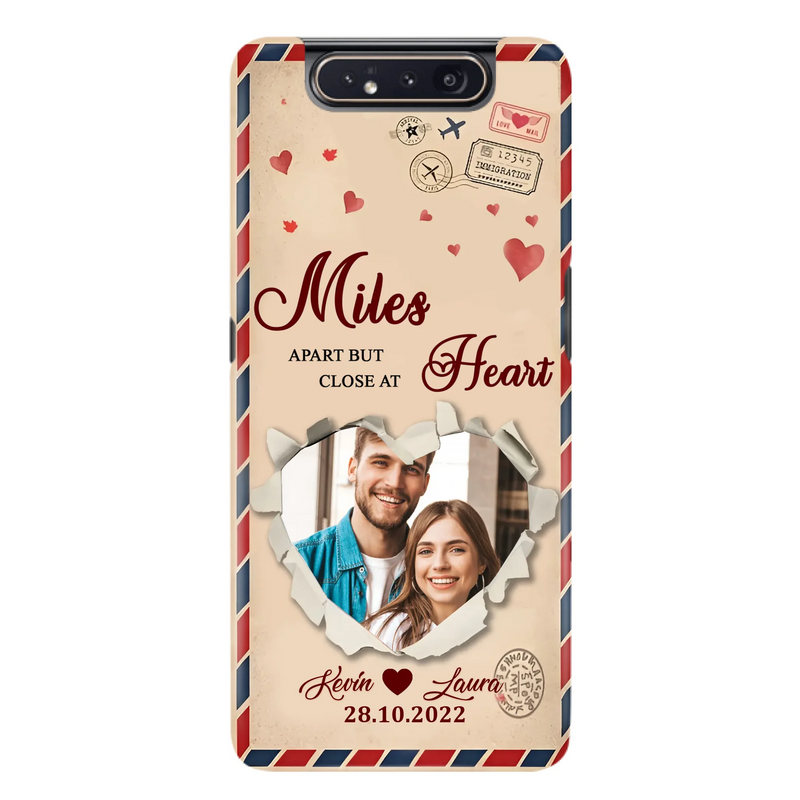 Custom Personalized Couple Phone Case - Gift Idea For Couple/ Valentines Day - Upload Photo - Miles Apart But Close At Heart - Case For iPhone/ Samsung