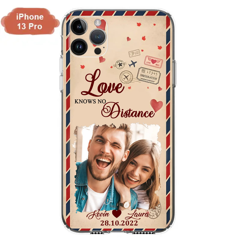 Custom Personalized Couple Phone Case - Gift Idea For Couple/ Valentines Day - Upload Photo - Love Knows No Distance - Case For iPhone/ Samsung