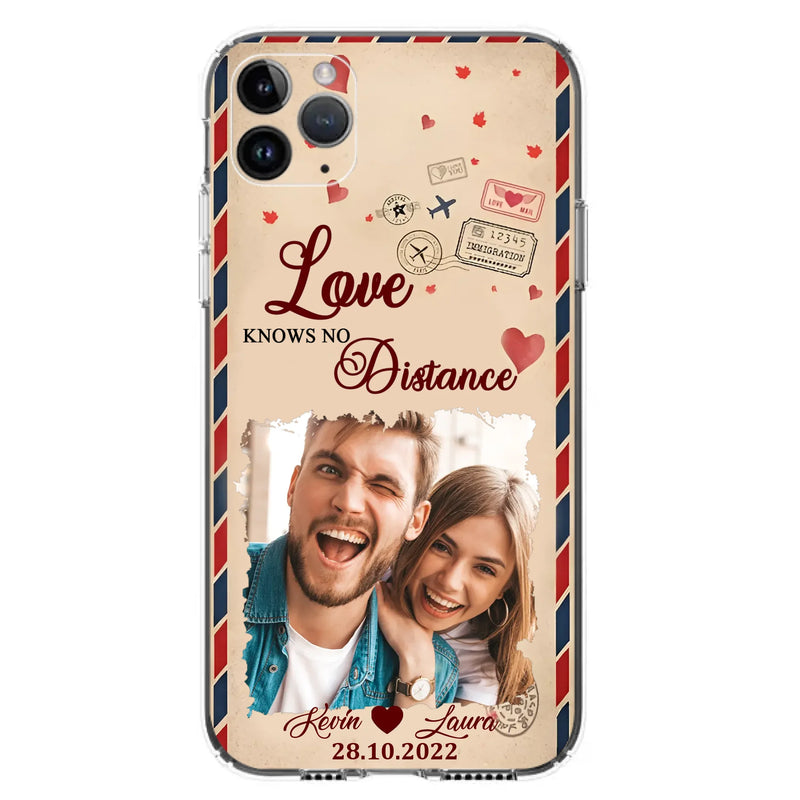 Custom Personalized Couple Phone Case - Gift Idea For Couple/ Valentines Day - Upload Photo - Love Knows No Distance - Case For iPhone/ Samsung
