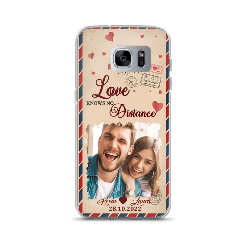 Custom Personalized Couple Phone Case - Gift Idea For Couple/ Valentines Day - Upload Photo - Love Knows No Distance - Case For iPhone/ Samsung