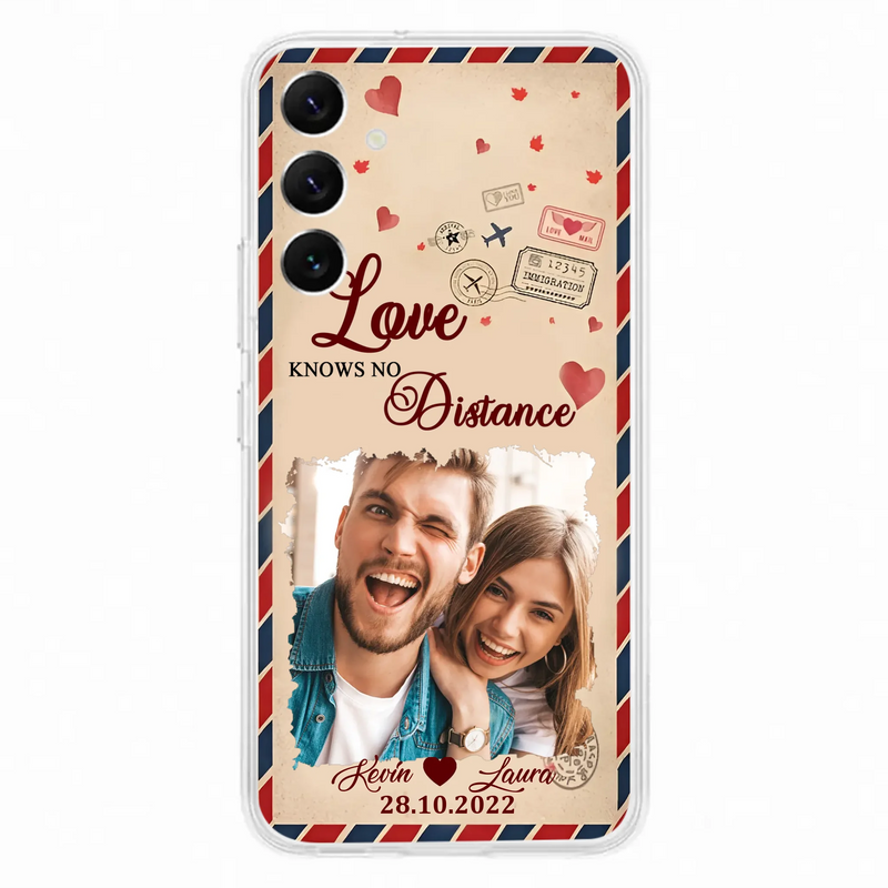 Custom Personalized Couple Phone Case - Gift Idea For Couple/ Valentines Day - Upload Photo - Love Knows No Distance - Case For iPhone/ Samsung