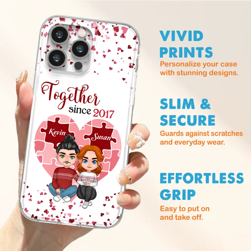 Custom Personalized Couple Phone Case - Gift Idea For Couple/Valentines Day - Together Since 2017 - Case For iPhone/Samsung