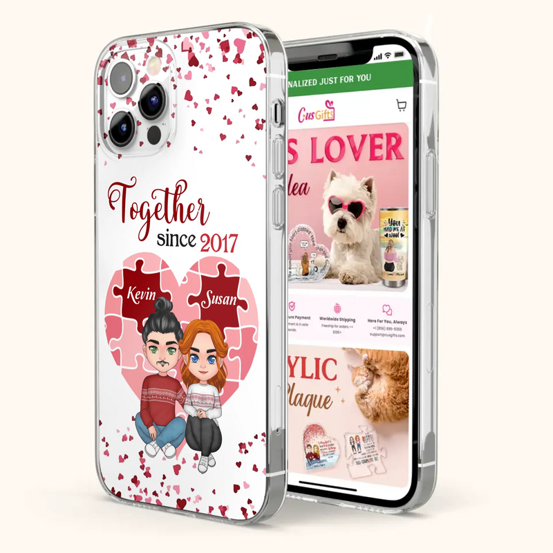 Custom Personalized Couple Phone Case - Gift Idea For Couple/Valentines Day - Together Since 2017 - Case For iPhone/Samsung