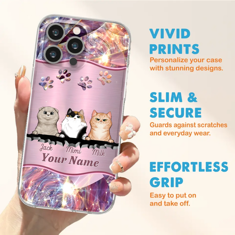 Custom Personalized Cats Phone Case - Gift Idea For Cat Lover - Up to 3  Cats - Cases For iPhone/Samsung
