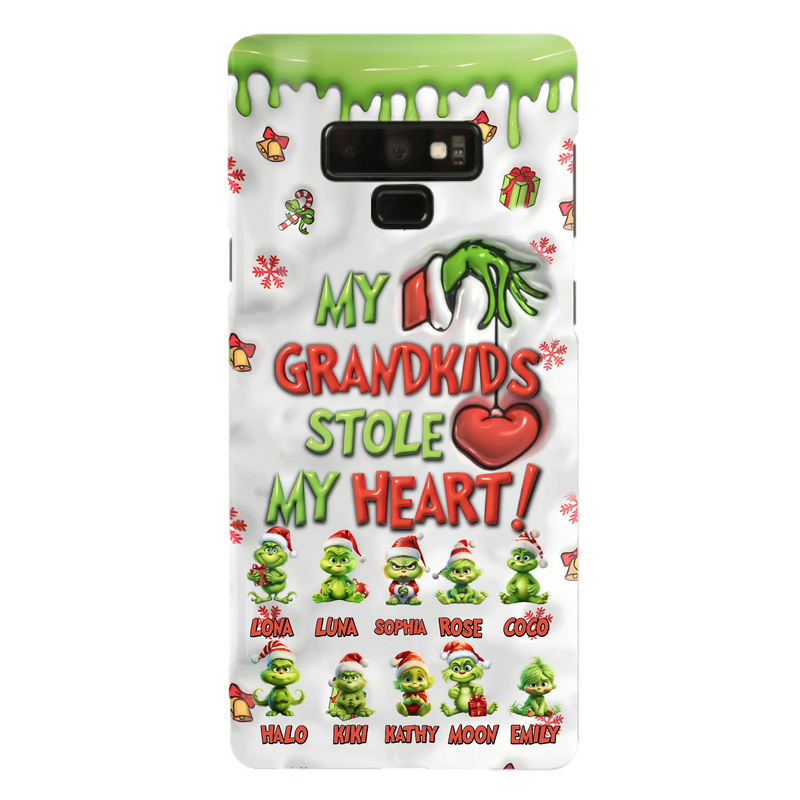 Custom Personalized Christmas Mama Grandkid Phone Case - Gift Idea For Grandkids - Upto 10 Kids - My Grandkids Stole My Heart - Case For iPhone/Samsung