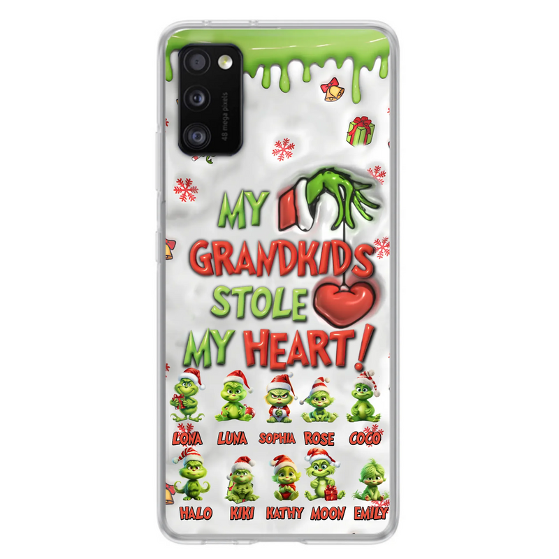 Custom Personalized Christmas Mama Grandkid Phone Case - Gift Idea For Grandkids - Upto 10 Kids - My Grandkids Stole My Heart - Case For iPhone/Samsung