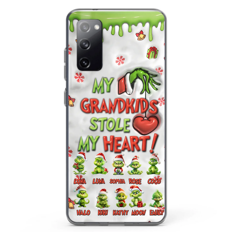 Custom Personalized Christmas Mama Grandkid Phone Case - Gift Idea For Grandkids - Upto 10 Kids - My Grandkids Stole My Heart - Case For iPhone/Samsung