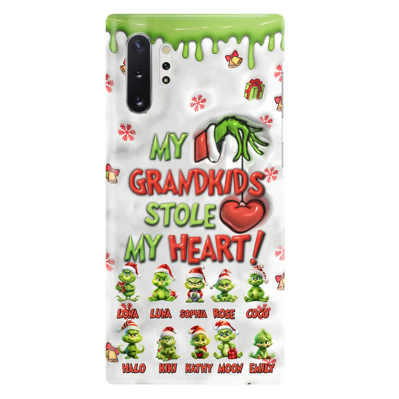 Custom Personalized Christmas Mama Grandkid Phone Case - Gift Idea For Grandkids - Upto 10 Kids - My Grandkids Stole My Heart - Case For iPhone/Samsung