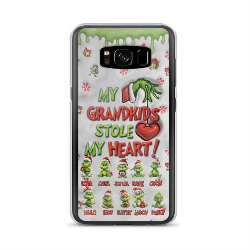 Custom Personalized Christmas Mama Grandkid Phone Case - Gift Idea For Grandkids - Upto 10 Kids - My Grandkids Stole My Heart - Case For iPhone/Samsung