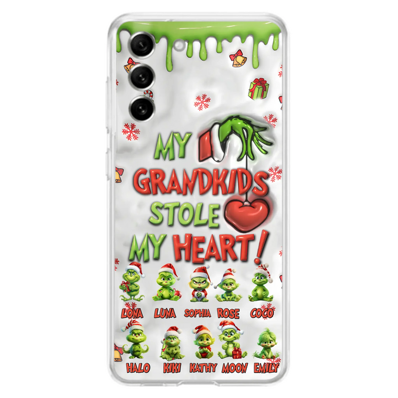 Custom Personalized Christmas Mama Grandkid Phone Case - Gift Idea For Grandkids - Upto 10 Kids - My Grandkids Stole My Heart - Case For iPhone/Samsung