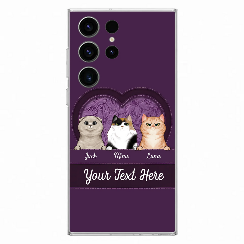 Custom Personalized Cat Phone Case For iPhone And Samsung - Gift Idea For Cat Lover - Up to 3  Cats  - Cat In Heart