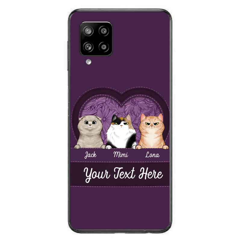 Custom Personalized Cat Phone Case For iPhone And Samsung - Gift Idea For Cat Lover - Up to 3  Cats  - Cat In Heart