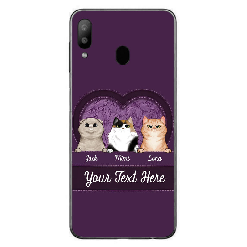 Custom Personalized Cat Phone Case For iPhone And Samsung - Gift Idea For Cat Lover - Up to 3  Cats  - Cat In Heart