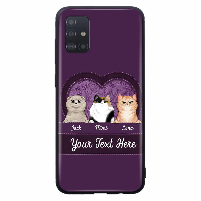 Custom Personalized Cat Phone Case For iPhone And Samsung - Gift Idea For Cat Lover - Up to 3  Cats  - Cat In Heart