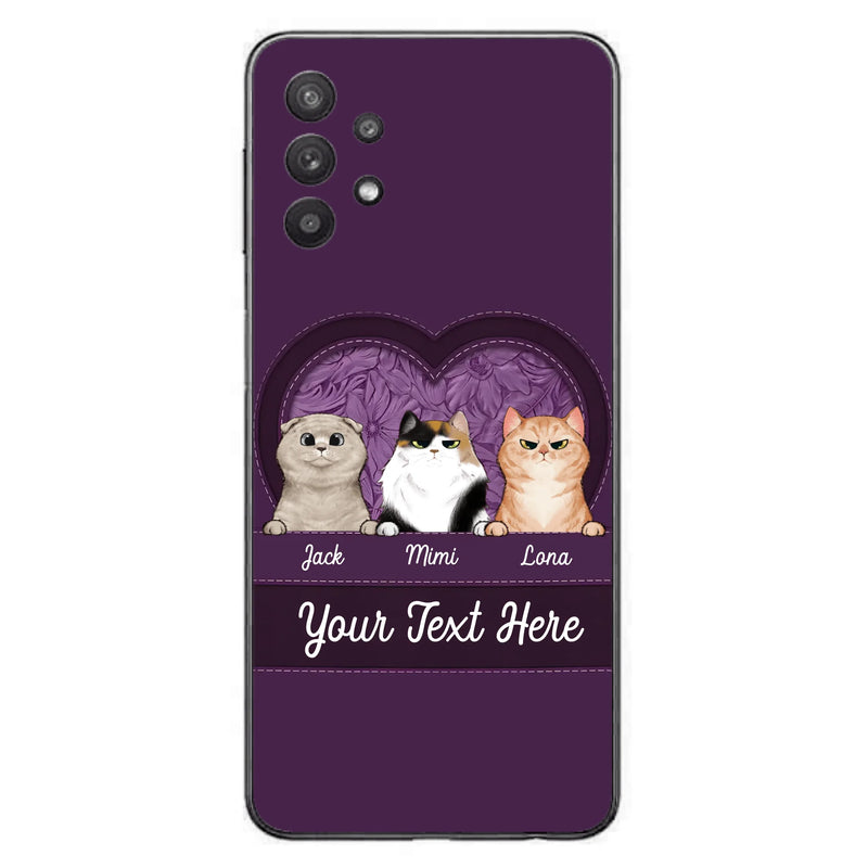 Custom Personalized Cat Phone Case For iPhone And Samsung - Gift Idea For Cat Lover - Up to 3  Cats  - Cat In Heart