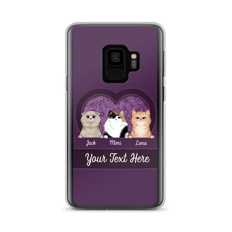 Custom Personalized Cat Phone Case For iPhone And Samsung - Gift Idea For Cat Lover - Up to 3  Cats  - Cat In Heart