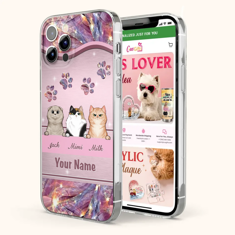 Custom Personalized Cat Phone Case For iPhone And Samsung - Gift Idea For Cat Lover - Up to 3  Cats