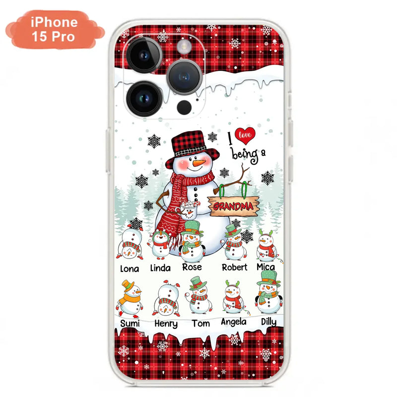 Personalized Snowman Christmas Grandma Phone Case - Christmas Gift Idea For Grandma - Up to 10 Kids - Case For iPhone/Samsung