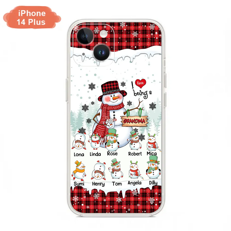 Personalized Snowman Christmas Grandma Phone Case - Christmas Gift Idea For Grandma - Up to 10 Kids - Case For iPhone/Samsung