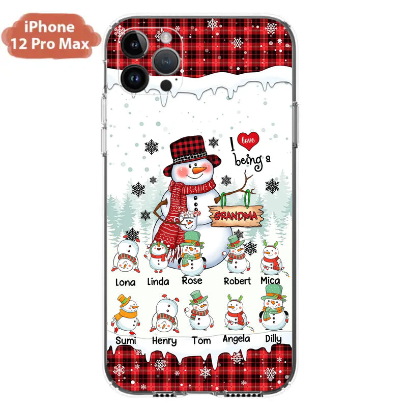 Personalized Snowman Christmas Grandma Phone Case - Christmas Gift Idea For Grandma - Up to 10 Kids - Case For iPhone/Samsung