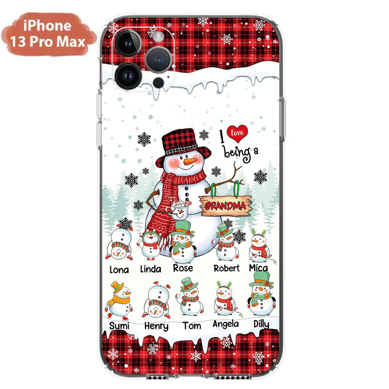Personalized Snowman Christmas Grandma Phone Case - Christmas Gift Idea For Grandma - Up to 10 Kids - Case For iPhone/Samsung